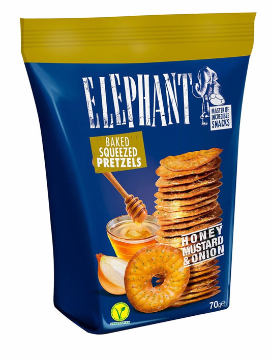 Elephant Baked Squeezed Pretzels, Honey Mustard & Onion 10.58 Ounce Bag image 0
