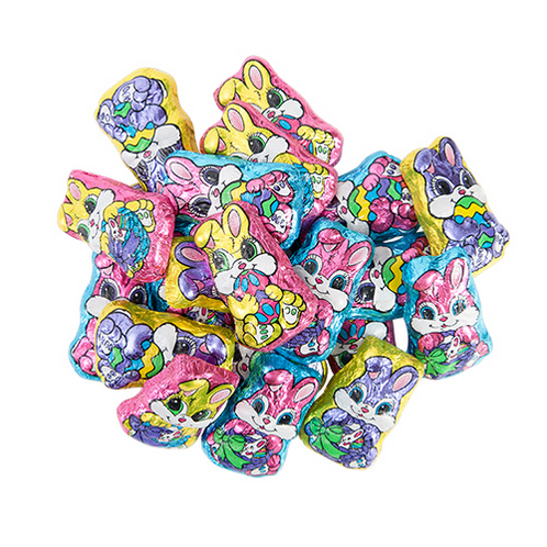 Pops Trading Company Foil Wrapped Milk Chocolate Flavored Mini Easter Bunnies 16oz front package image - Pops Trading Company
