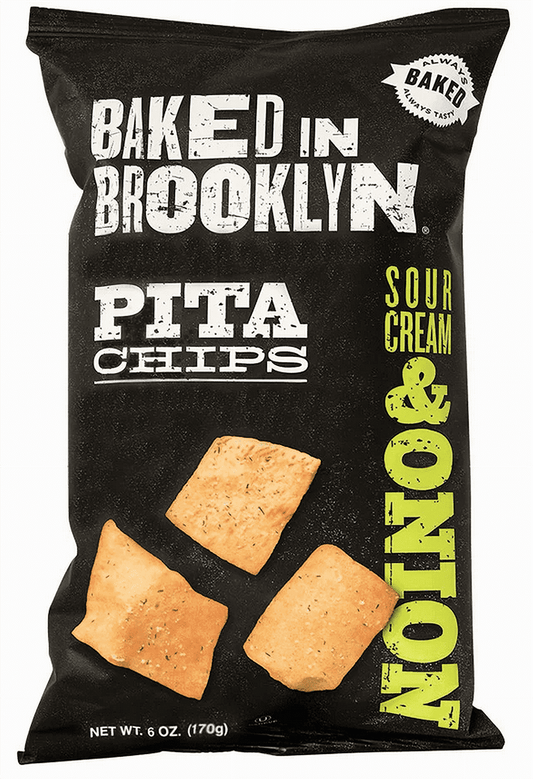 Baked In Brooklyn Sour Cream and Onion Pita Chips Baked Never Fried 6 Ounce Bag image 0