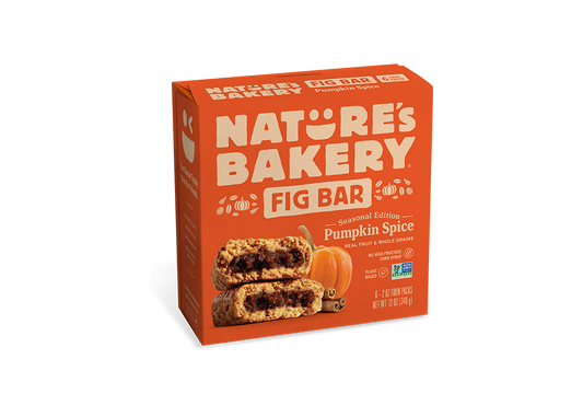 Nature's Bakery Pumpkin Spice Real Fruit, Whole Grain Fig Bar - 6 ct. (12 oz.) (seasonal Item) front package image - Pops Trading Company