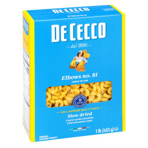 De Cecco Elbow Macaroni No. 81 Pasta 16 oz front package image - Pops Trading Company