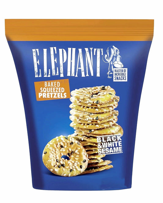 Elephant Baked Squeezed Pretzels, Black & White Sesame, 10.58 Ounce image 0