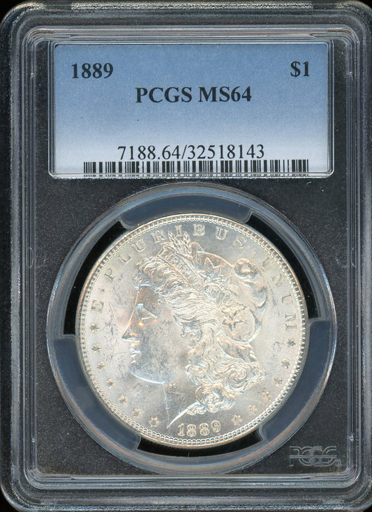 Certified 1889 Morgan Silver Dollar PCGS MS64 Graded US Coin-143