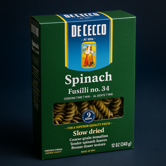 De Cecco Fusilli With Spinach 12Oz – Imported Italian Pasta package image