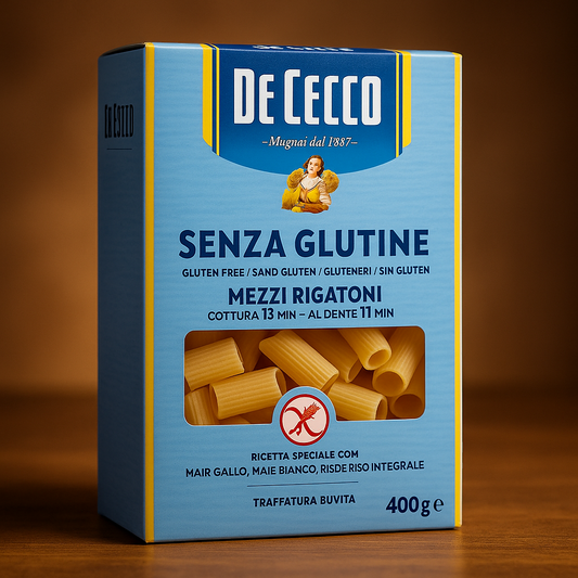 De Cecco Gluten Free Mezzi Rigatoni-12Oz – Imported Italian Pasta package image
