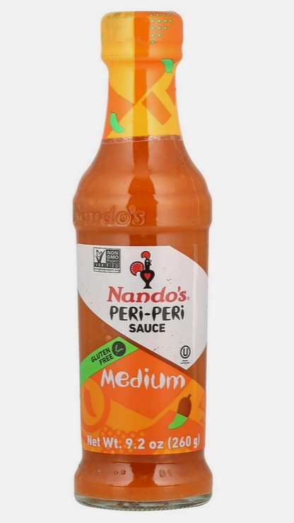 Nando's Medium Peri-Peri Sauce 9.2oz front package image - Pops Trading Company
