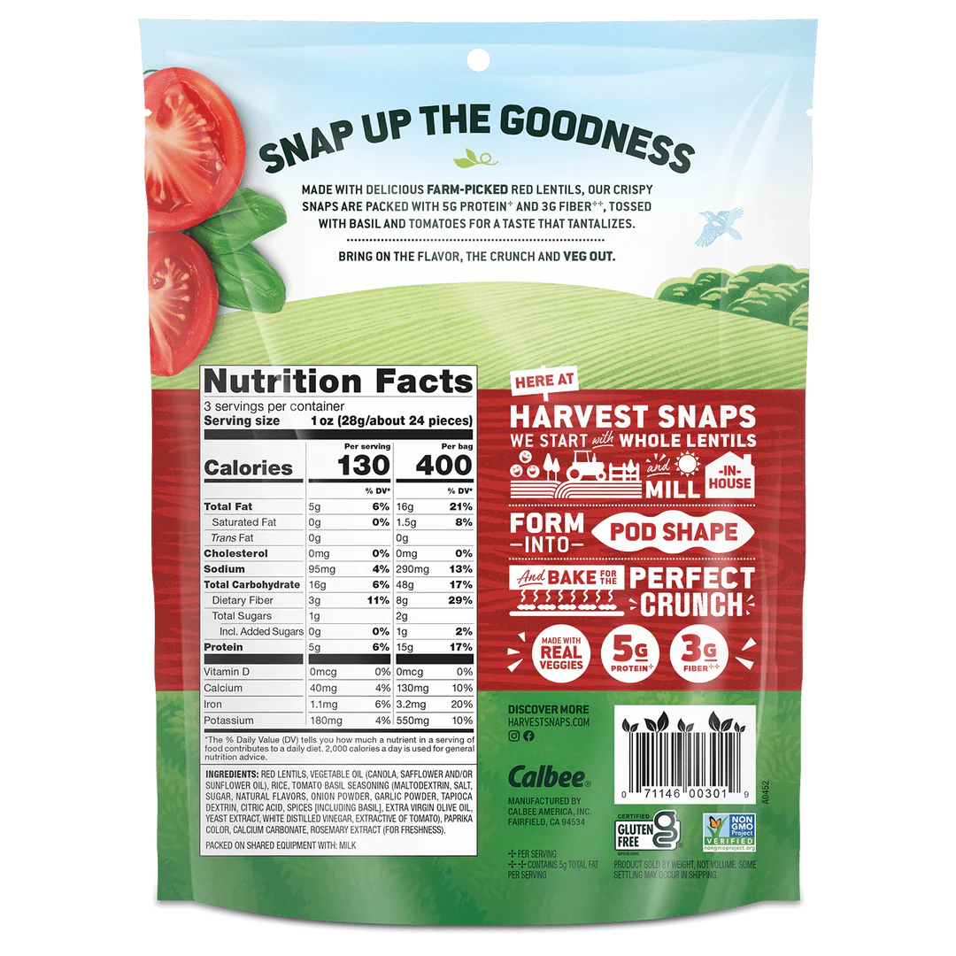 Calbee Harvest Snaps Tomato Basil 3oz – 12 Pack
