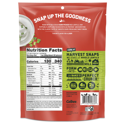 Calbee Harvest Snaps Crunchy Loops Sour Cream Onion 2.5oz Case of 12