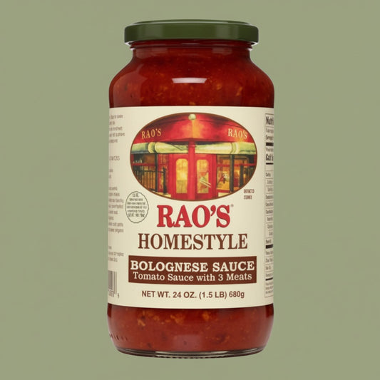 Pops Trading Company Rao's Homestyle Bolognese Sauce 24 oz jar with beef, pork, and pancetta.