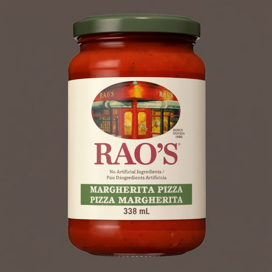 Pops Trading Company Rao's Margherita Pizza Sauce 12.3 oz jar, made with vine-ripened tomatoes.