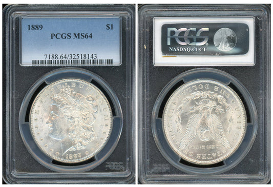 Certified 1889 Morgan Silver Dollar PCGS MS64 Graded US Coin-143